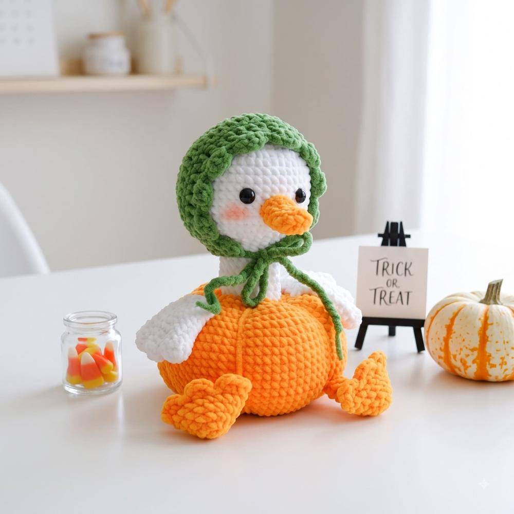 Pumpkin Duck Amigurumi Toy