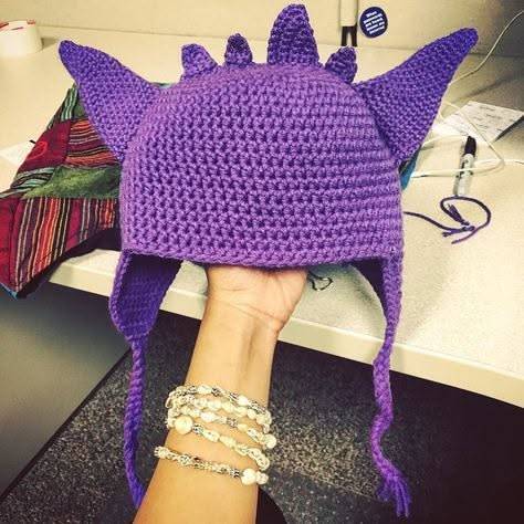 Purple Dragon-Inspired Crochet Hat with Spikes
