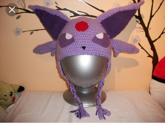 Purple Pokemon Character Crochet Hat with Braids