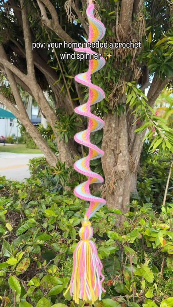 Rainbow Spiral Crochet Wind Spinner