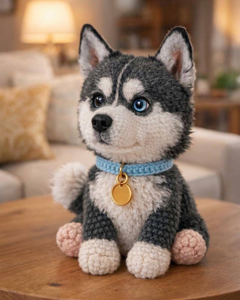 Realistic Crochet Husky Amigurumi