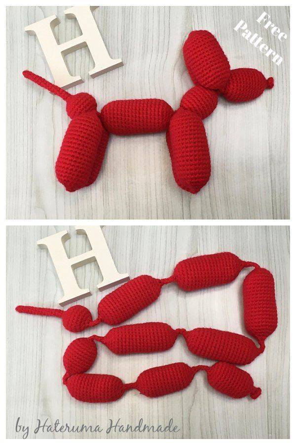 Red Crochet Balloon Dog Amigurumi