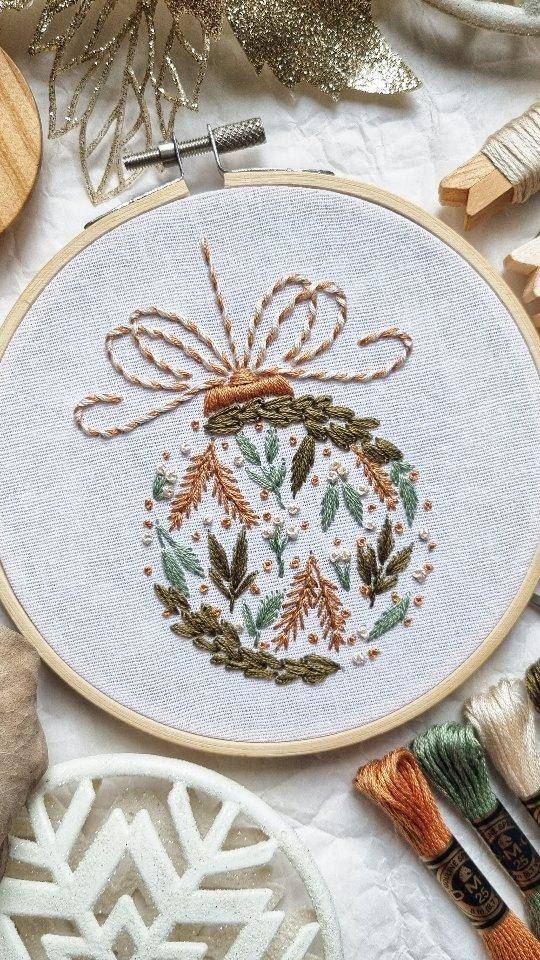 Rustic Christmas Ornament Embroidery Hoop Art