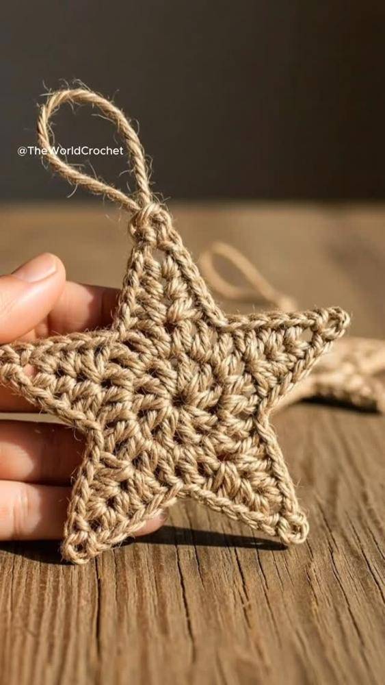 Rustic Jute Crochet Star Ornament