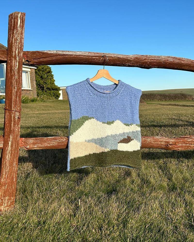 Scenic Landscape Knitted Vest