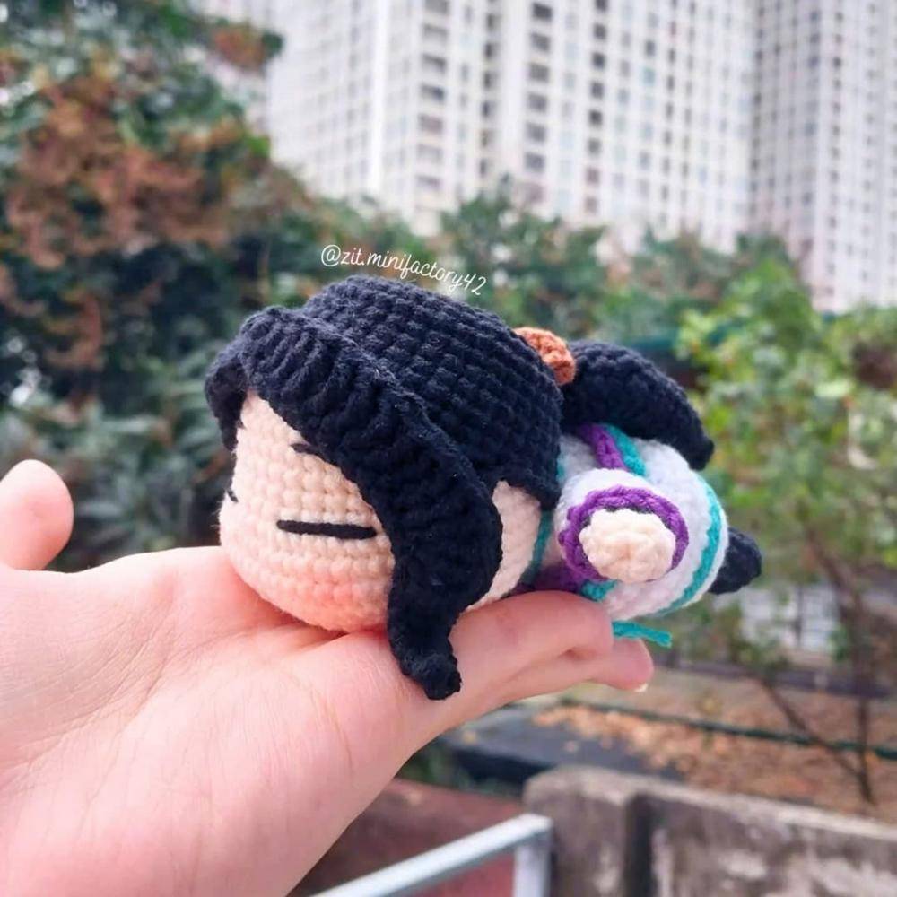 Sleepy Amigurumi Character Crochet Charm
