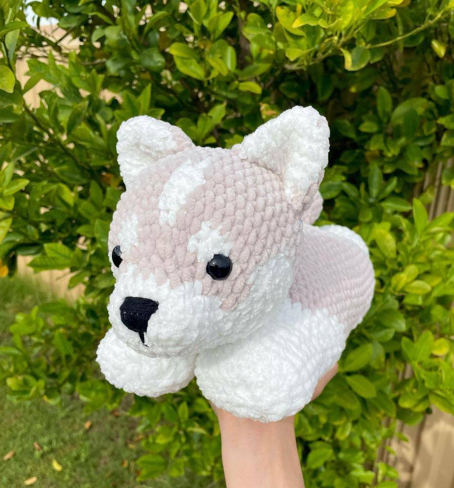 Soft Chenille Crochet Husky Plushie