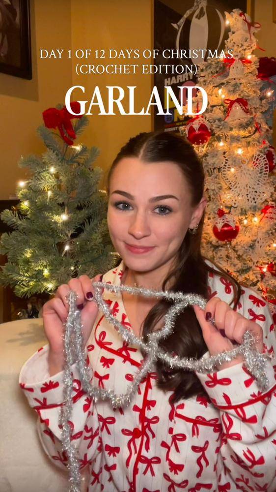 Sparkling Silver Crochet Christmas Garland