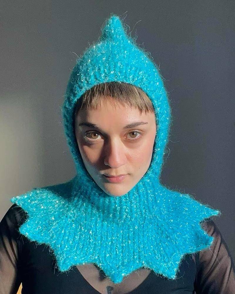 Sparkly Teal Knitted Balaclava Design