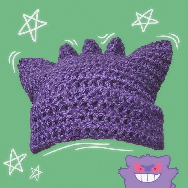 Spiky Gengar-Inspired Crochet Hat