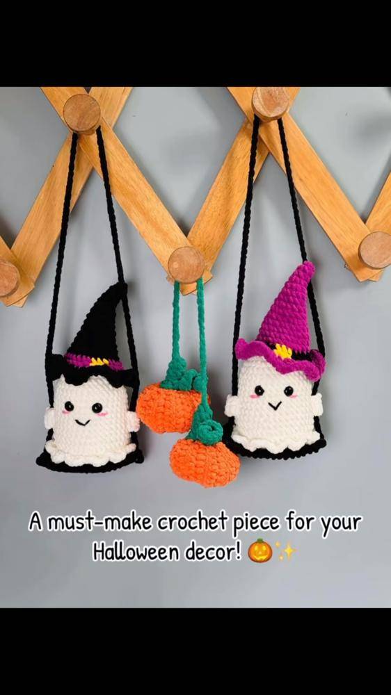 Spooky Cute Crochet Ghost and Pumpkin Halloween Ornaments