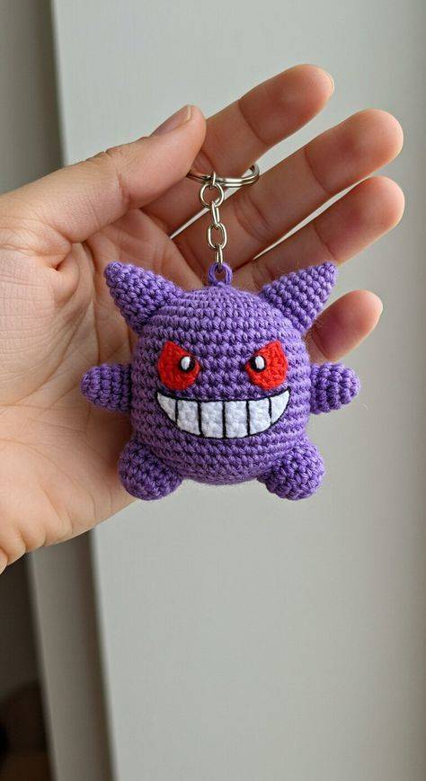 Spooky Gengar Amigurumi Keychain Crochet Project
