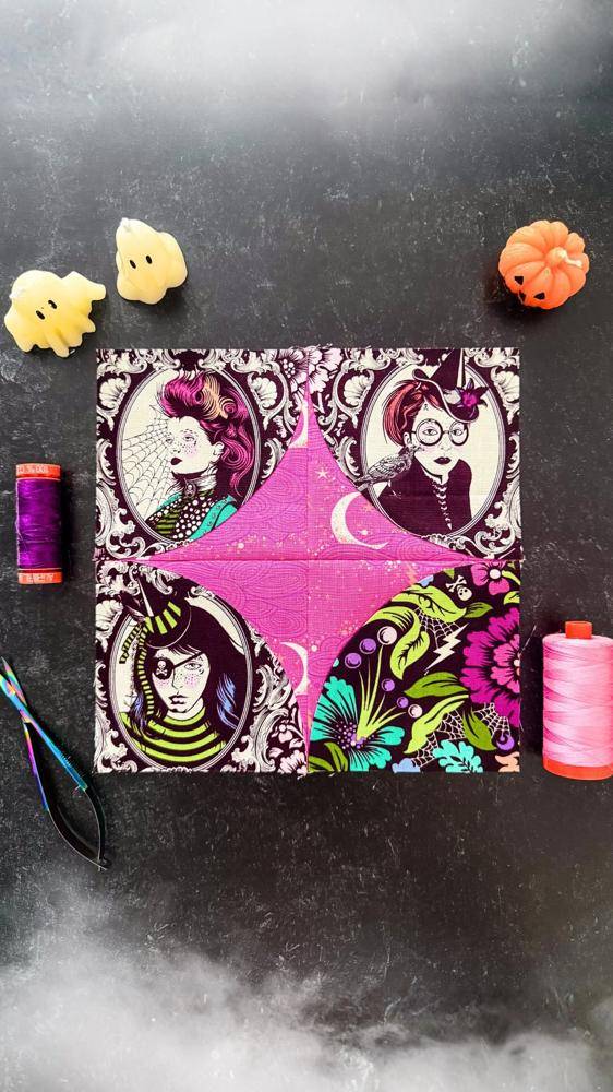 Spooky Portrait Patchwork Quilt Block