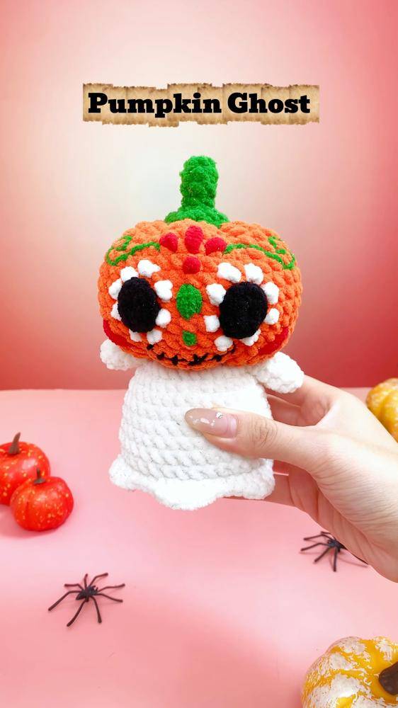 Spooky Pumpkin Ghost Amigurumi Toy