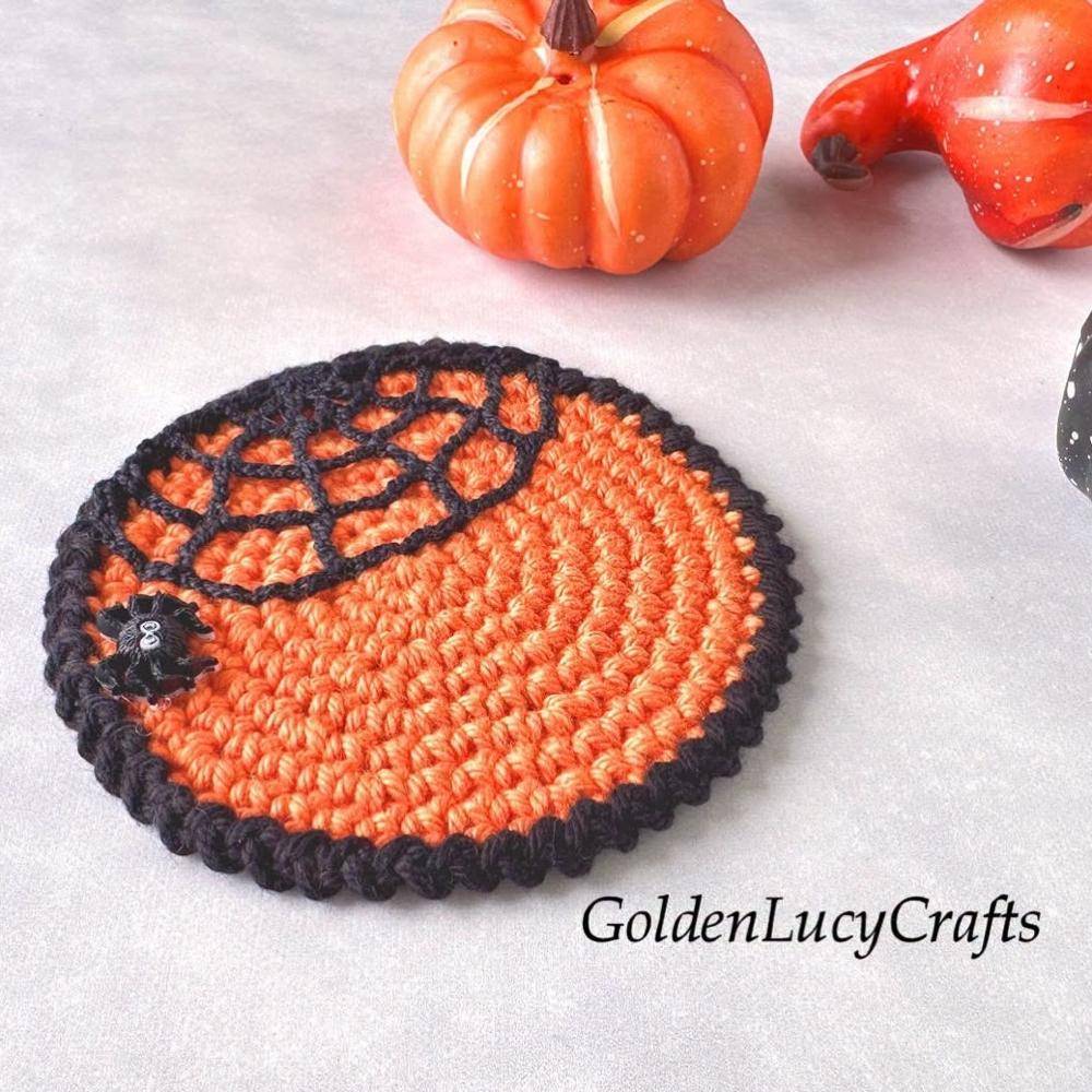 Spooky Spiderweb Crochet Coaster