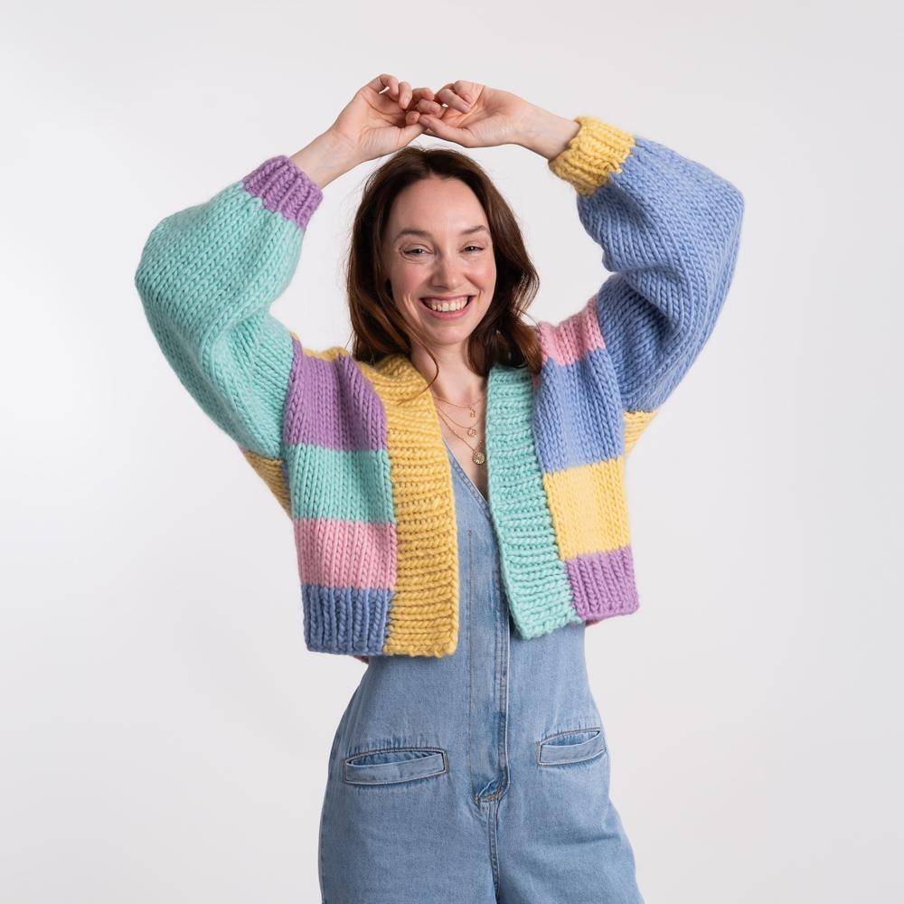 Striped Color Block Knitted Cardigan