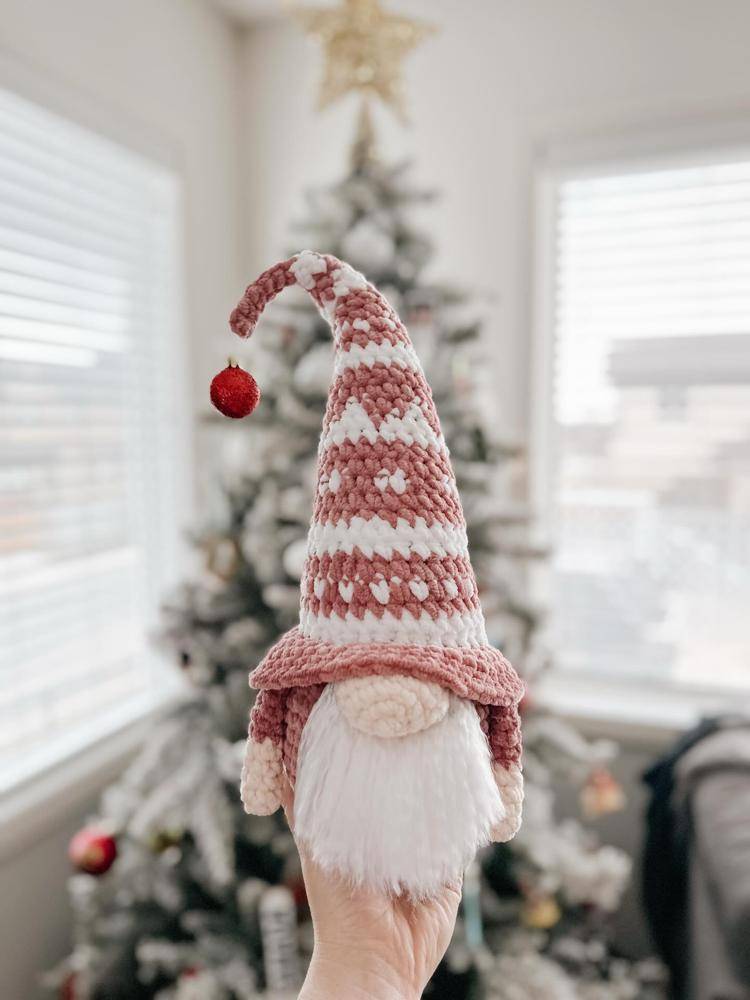 Striped Crochet Christmas Gnome Decor