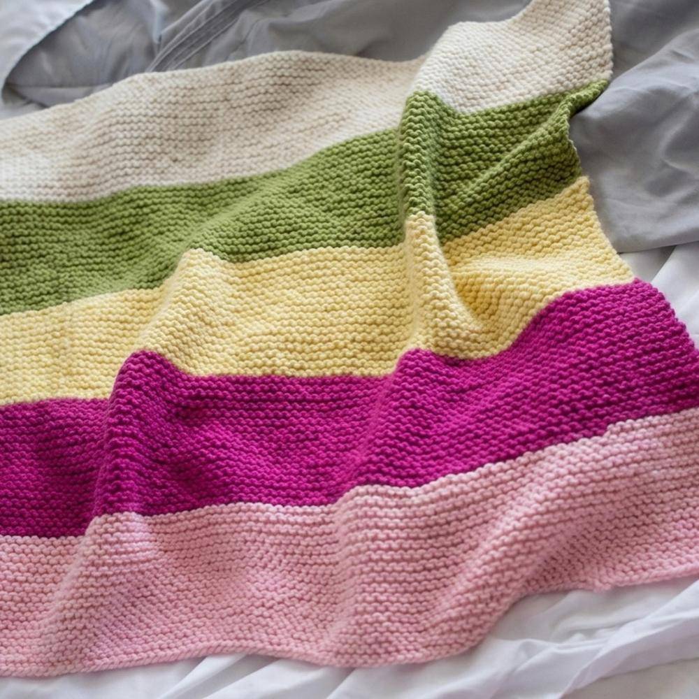 Striped Garter Stitch Knit Baby Blanket