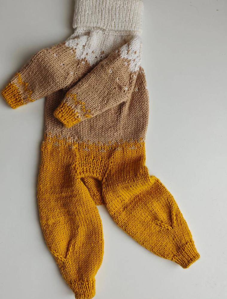 Striped Knit Dog Jumpsuit with Rolled Collar