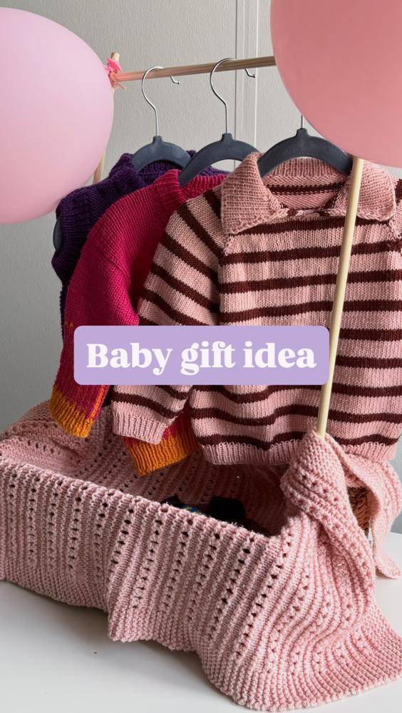 Striped Knitted Baby Sweater and Basket Set