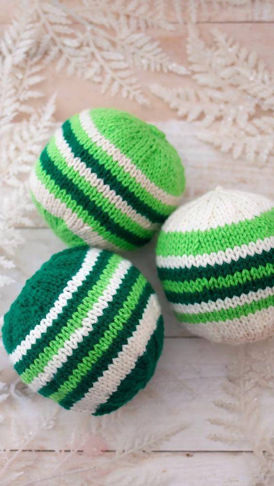 Striped Knitted Christmas Ornaments
