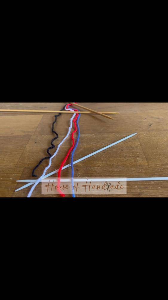 Striped Knitting Project with Multiple Yarns