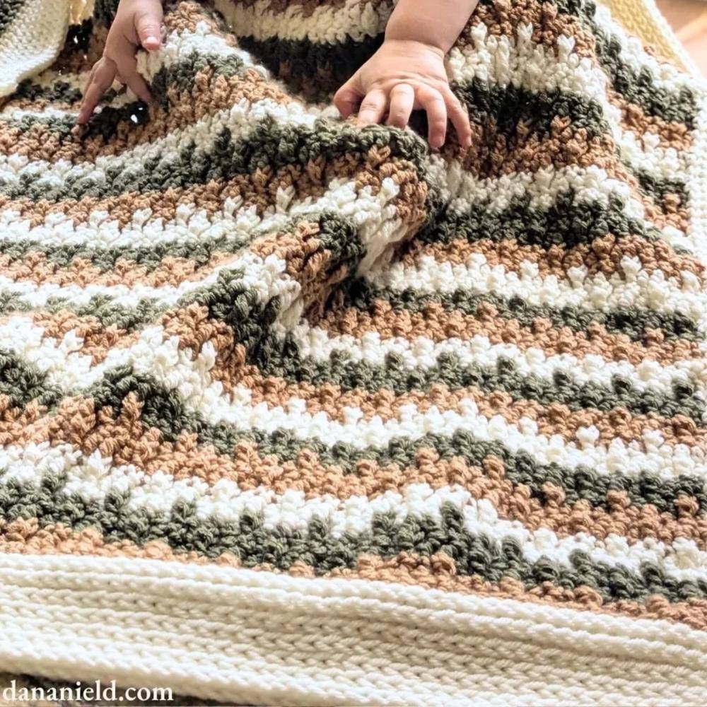 Striped Textured Crochet Baby Blanket