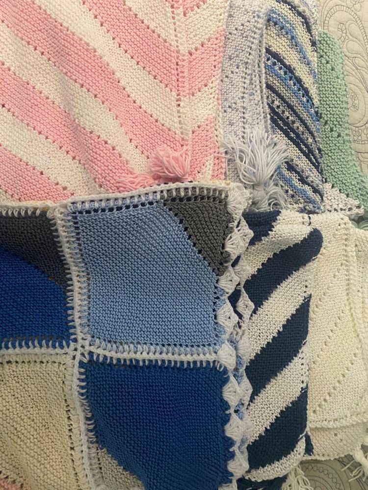 Striped and Patchwork Knitted Baby Blankets