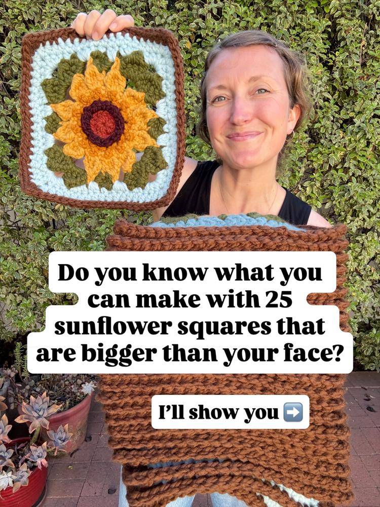 Sunflower Granny Square Crochet Blanket