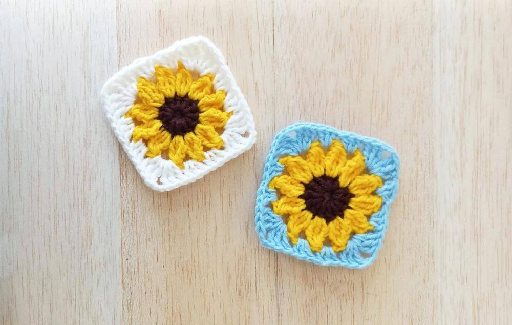 Sunflower Granny Square Crochet Motifs