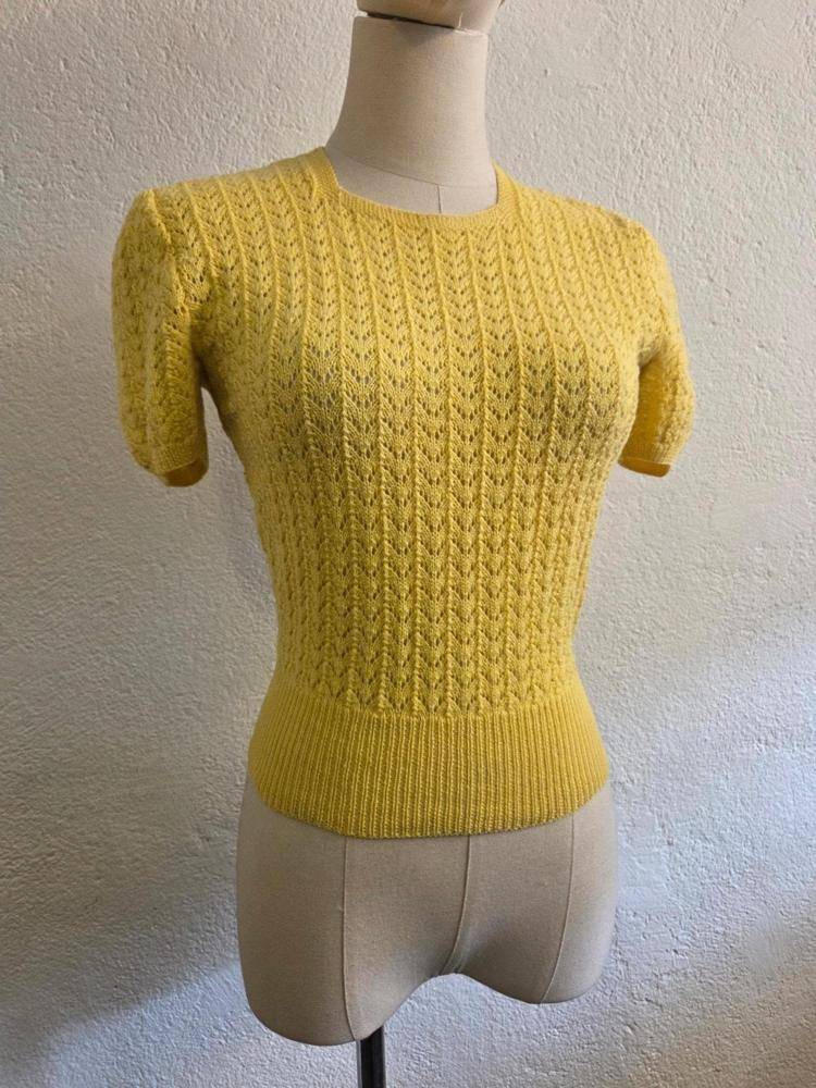 Sunny Yellow Openwork Knit Sweater