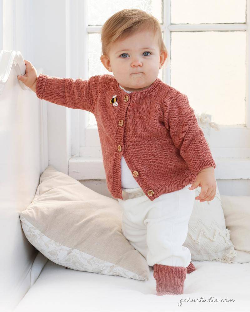 Sweet Knitted Baby Cardigan with Bumblebee Detail