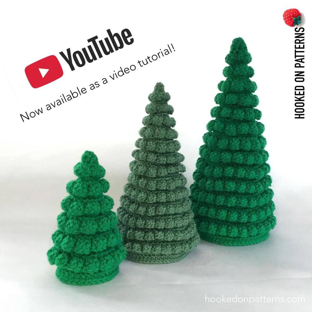 Textured Bobble Stitch Crochet Christmas Trees