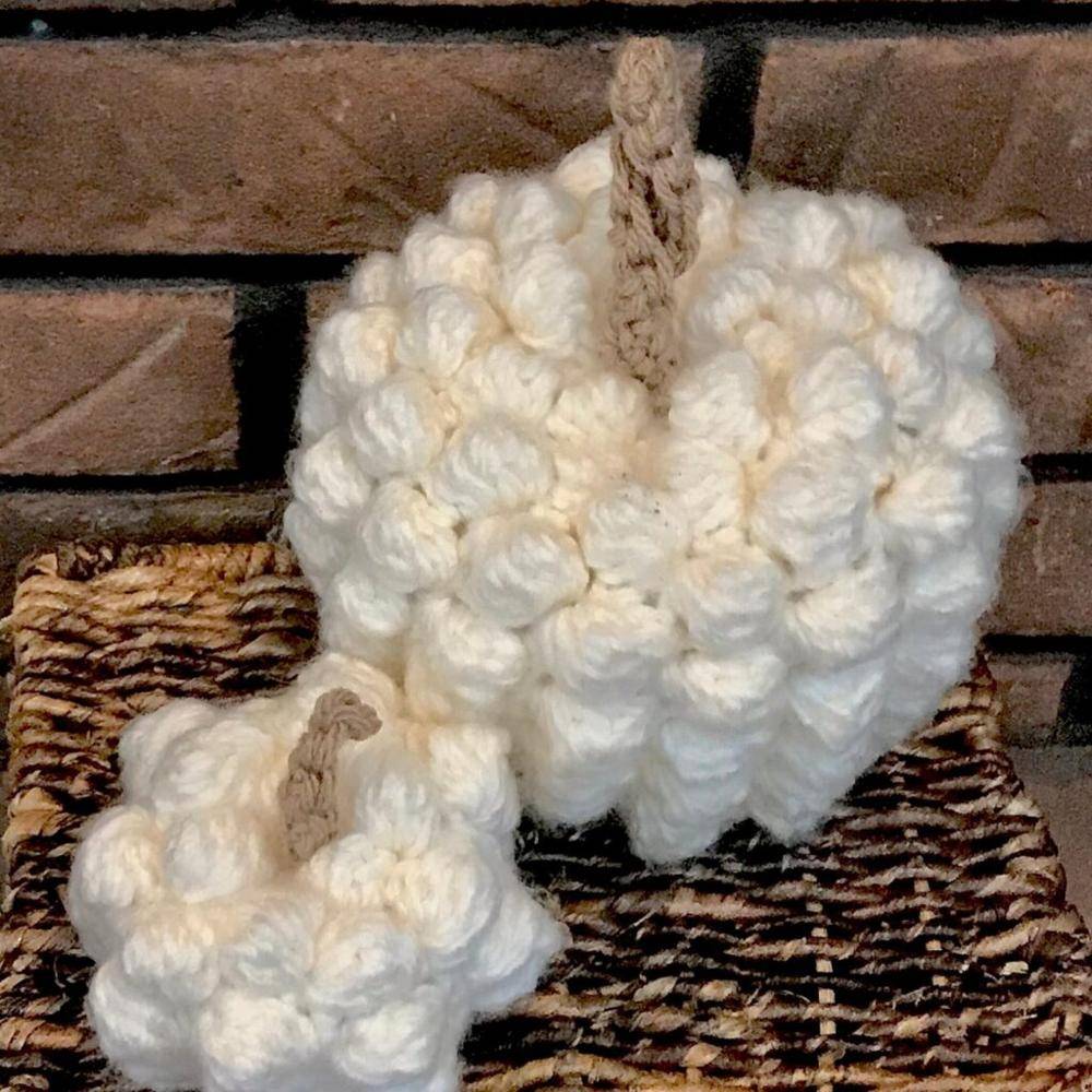 Textured Bobble Stitch Crochet Pumpkins