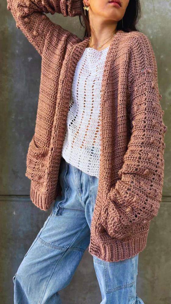 Textured Crochet Bobble Cardigan Project