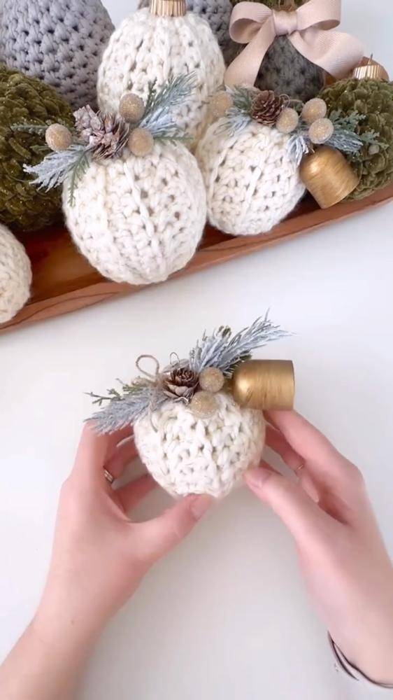 Textured Crochet Christmas Ornament Decor
