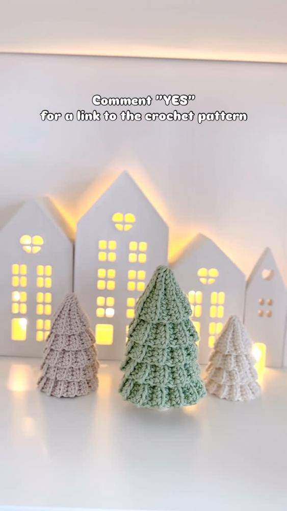 Textured Crochet Christmas Trees