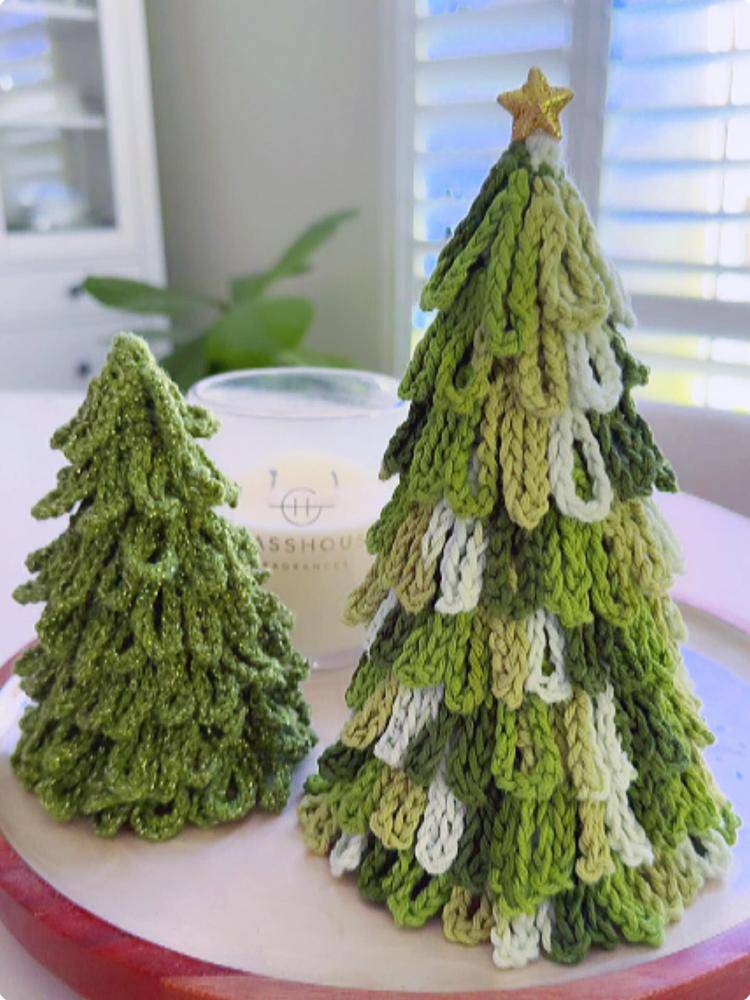 Textured Crochet Christmas Trees