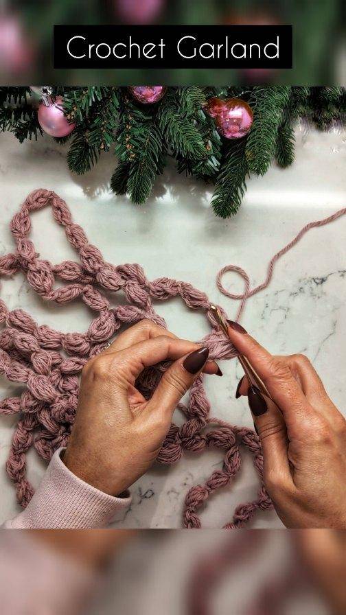 Textured Crochet Garland for Festive Decor