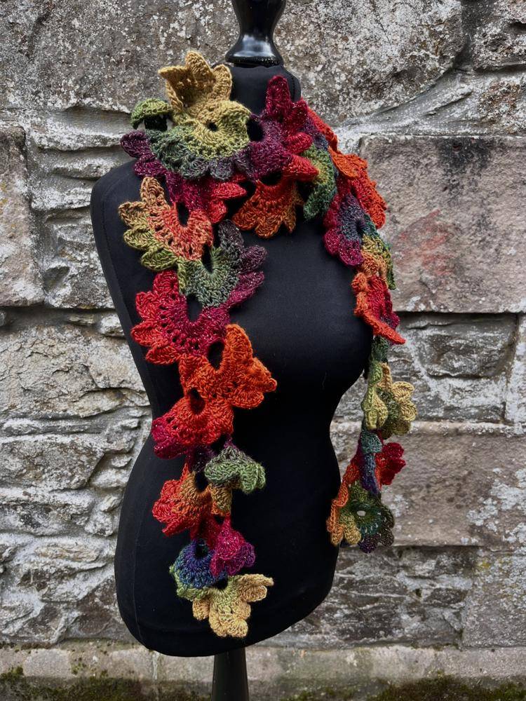 Textured Crochet Leaf Scarf