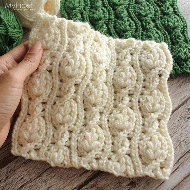 Textured Crochet Leaf Stitch Panel