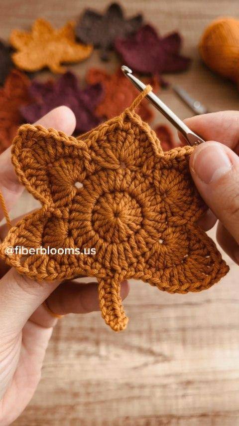 Textured Crochet Maple Leaf Applique