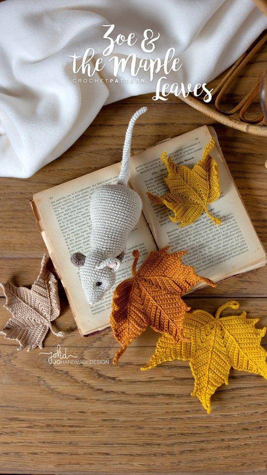Textured Crochet Maple Leaf Appliques