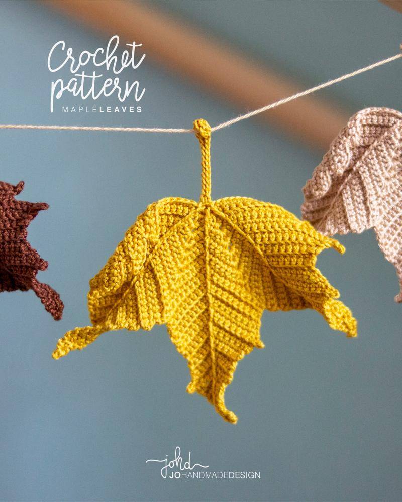 Textured Crochet Maple Leaf Garland