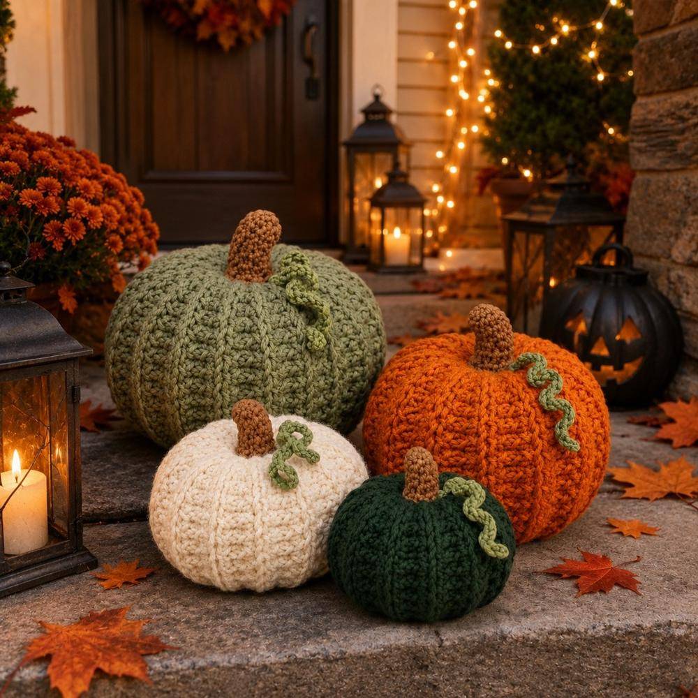 Textured Crochet Pumpkins for Fall Decor