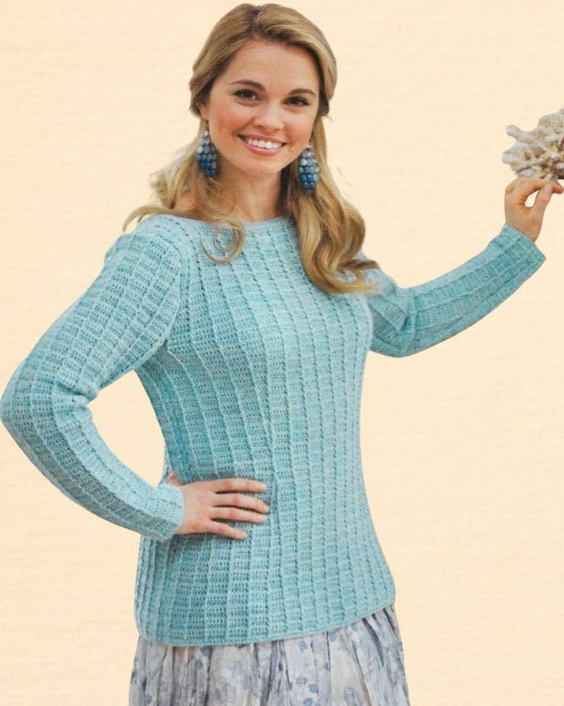 Textured Ice Blue Knit Sweater Pattern