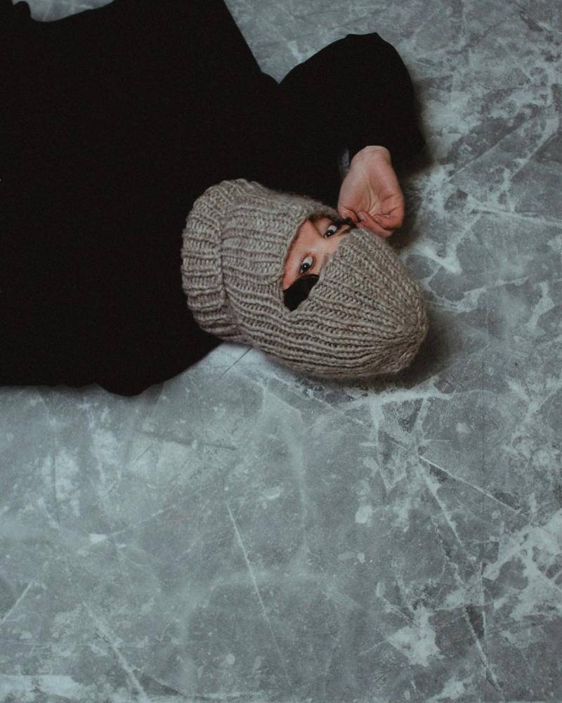 Textured Knit Balaclava Hat
