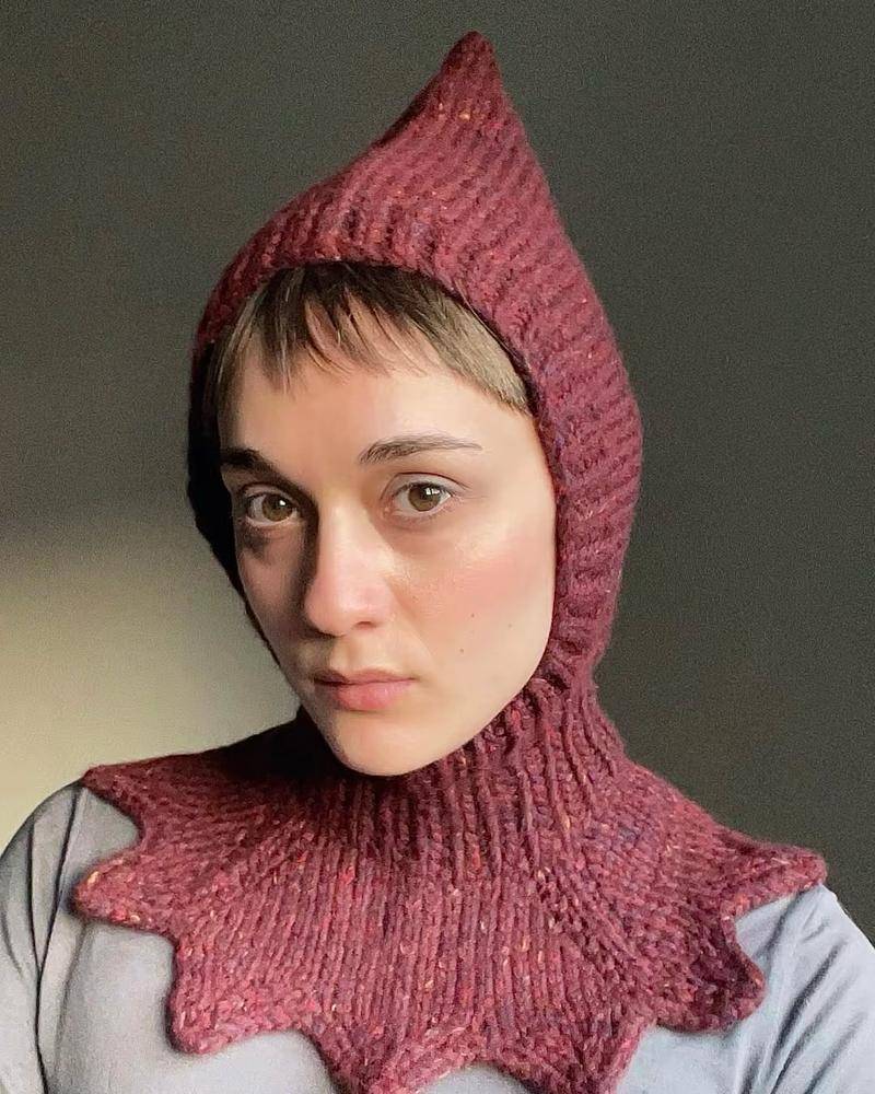 Textured Knit Hooded Cowl