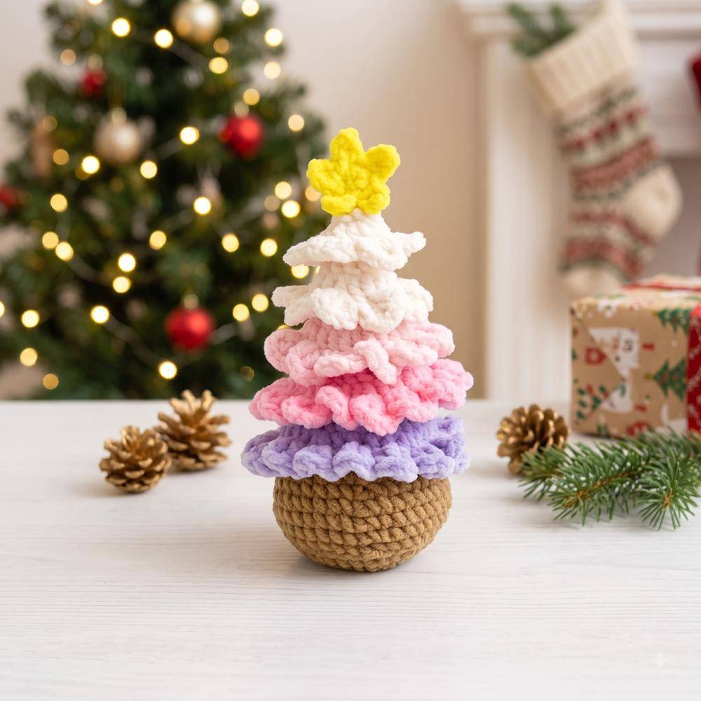 Tiered Ruffle Crochet Christmas Tree Decor