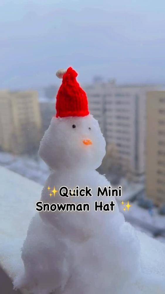Tiny Knitted Snowman Hat for Winter Decor